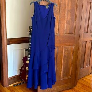 Taylor Royal Blue Layered Midi Dress, size 2